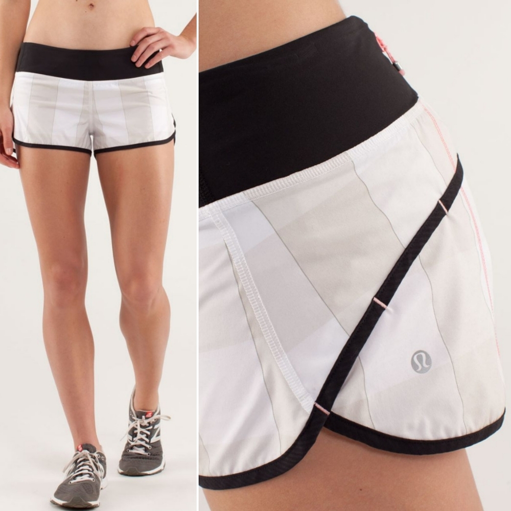 Lululemon Run Speed Shorts in Gros Gingham Dune / Black